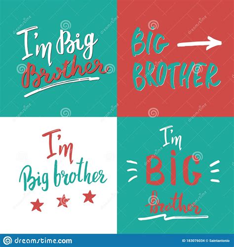 Big Brother Calligraphic Letterings Signs Set Child
