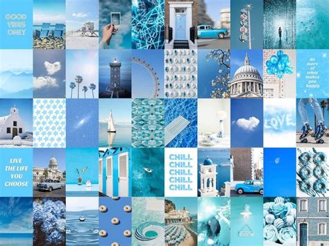 Blue Photo Wall Collage Kit Blue Aesthetic Room Decor Pictures Blue