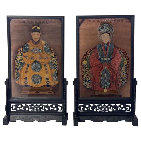 Pair Of Chinese Ancestral Portraits At 1stdibs Chinese Ancestral