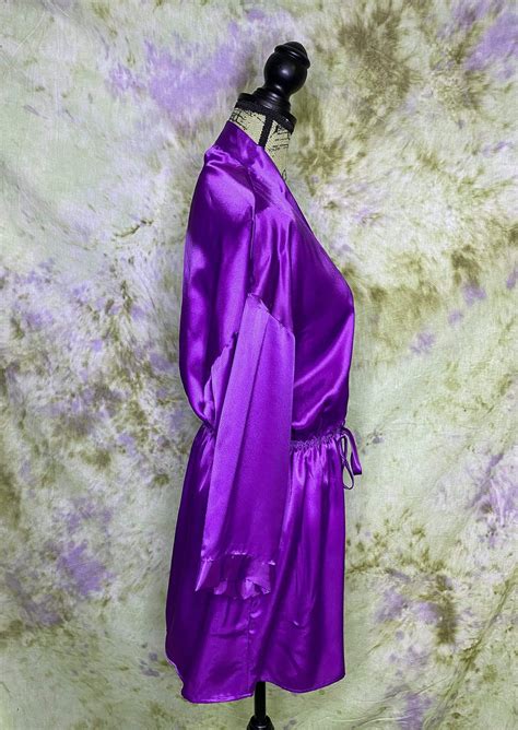 80 S Purple Satin Above The Knee Robe By Victoria S Secret Purple Satin Above The Knee
