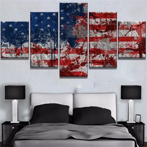5 Piece Canvas Art Abstract American Flag Cuadros Decoracion Paintings