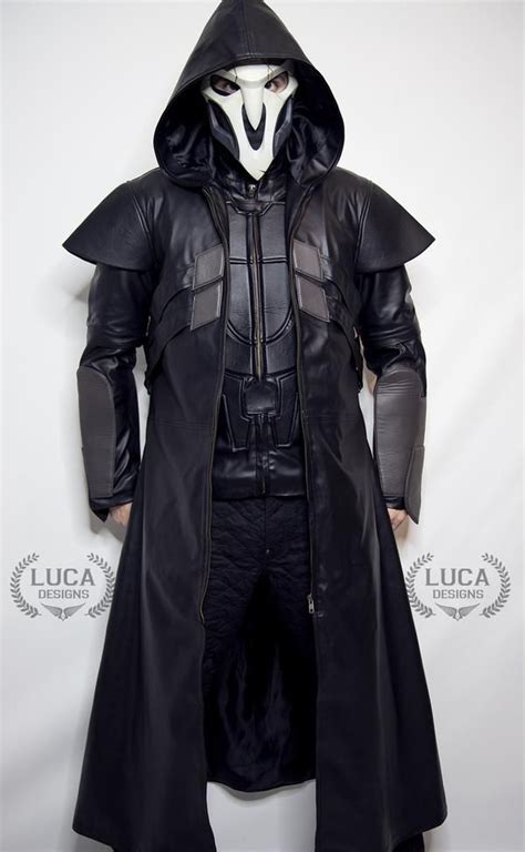 Mens Reaper Black Leather Trench Coat With Vest Leather Trench Coat