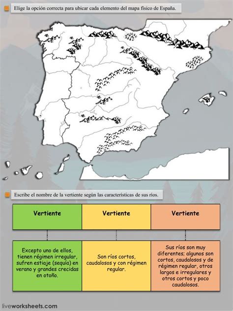 Mapa Físico De España Ficha Interactiva Y Descargable Puedes Hacer Los
