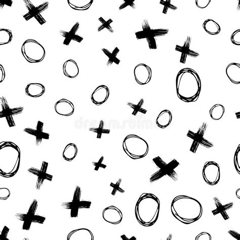 seamless pattern with hand drawn cross and circle shapes stock vector illustration of pattern