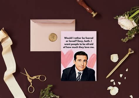 Printable Michael Scott Love Card Would You Rather Be Feared Or Loved