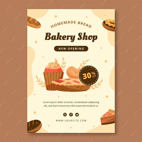 Free Vector Hand Drawn Bakery Shop Poster Template