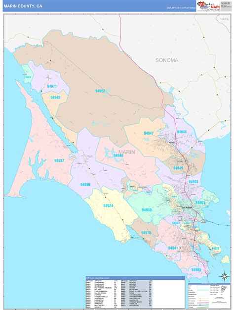 Marin County Ca Zip Code Map United States Map