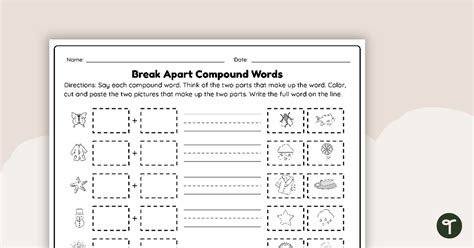 Compound Words Cut And Paste Worksheet Teach Starter
