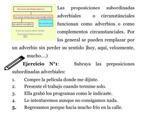 Necesito Subrayar Las Preposiciones Subordinadas Adverbiales De Cada