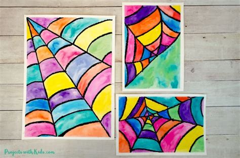Make Colorful Watercolor Spider Web Art With Kids Projects With Kids
