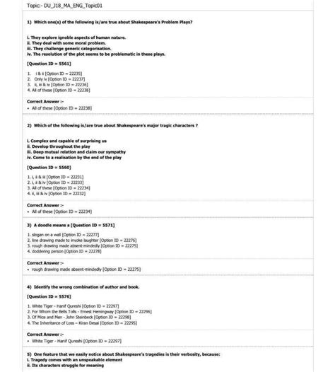 Ma English Entrence Exam Sample Question Paper For 2022 Guahati