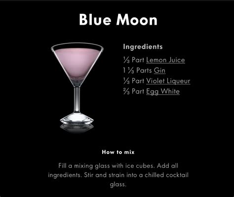 Blue Moon Martini Recipe Cocktail Glass Mixing Glass Martini