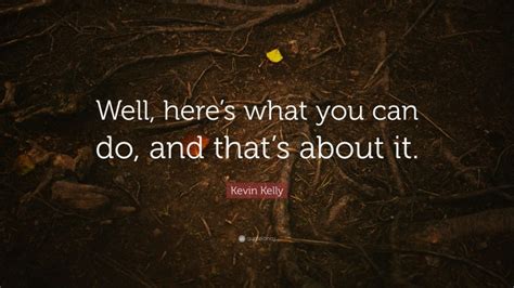 Kevin Kelly Quote “well Heres What You Can Do And Thats About It”