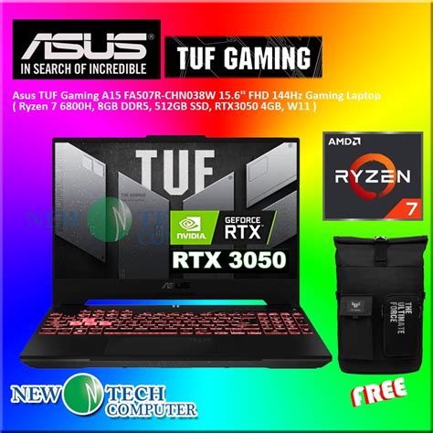 Laptop Asus Tuf Gaming A15 2022 Fa507r Chn038w R7 6800h 8gb 4800mhz