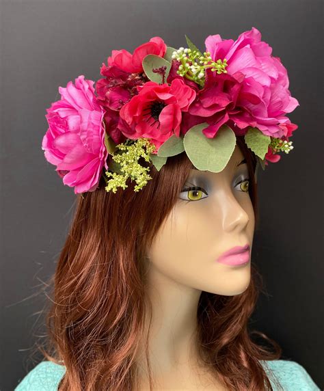 Pink Flower Crown Fairy Crown Floral Crown Pink Headdress Flower
