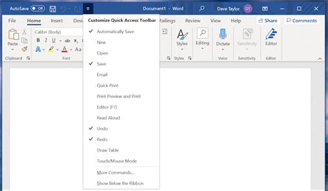 How To Customize Quick Access Toolbar In Microsoft Word Ask Dave Taylor