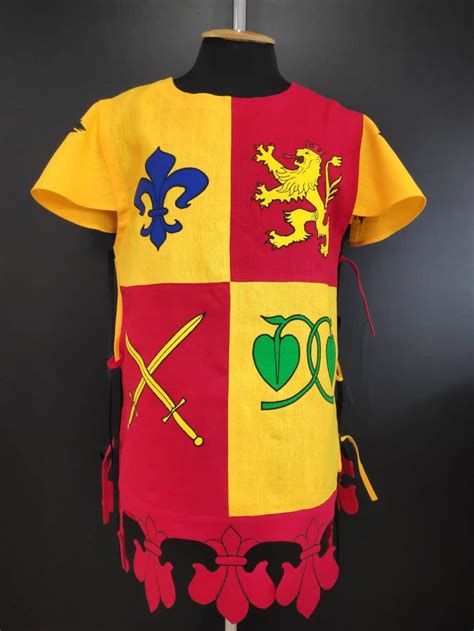 Quarter Colored Tabard With Five Heraldic Symbols Coat Of Arm Color