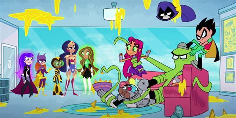 teen titans go clashes with dc super hero girls in crossover movie clip