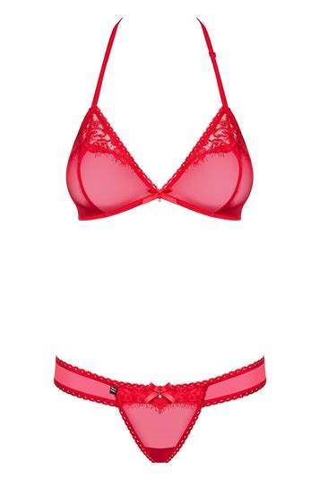 obsessive sexy lace lingerie set 870 set 3 red