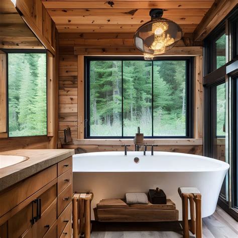 14 A Cozy Cabin Inspired Bathroom With A Clawfoot Tub Wooden Accents