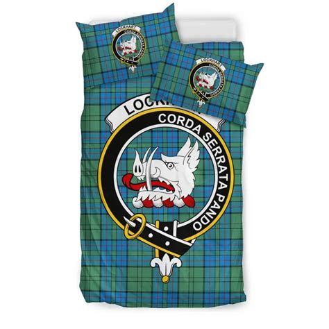 Lockhart Tartan Bedding Set Clan Badge Scottish
