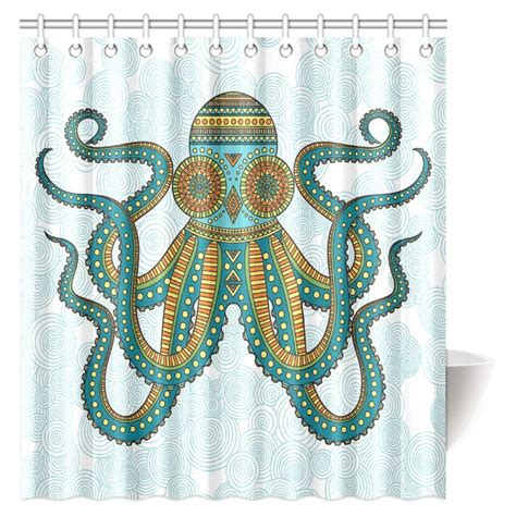 Mypop Kraken Octopus Nautical Decor Shower Curtain Octopus Print