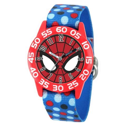 Marvel Ultimate Spider Man Boys Red Plastic Time Teacher Watch Blue
