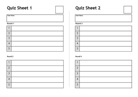 Trivia Answer Sheet Template Collection