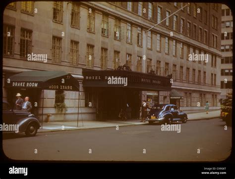 New York City Street Scene 1948 1940s Color Kodachrome Drake Hotel