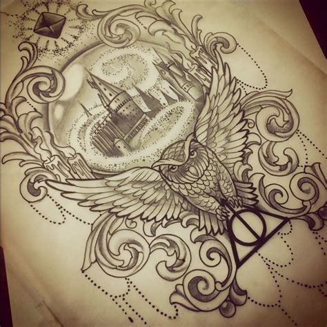 Don T Like All The Scrolls Eye Around The Edge But The Hogwarts Castle Looks Great Hp Tattoo