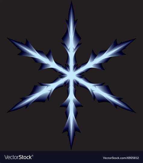 Blue Six Pointed Snowflake On A Black Background Vector Image