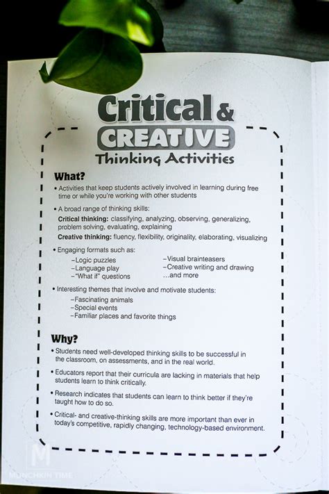 Creative thinking & problem solving. 137 Creative and Critical Thinking Activity Book for Kids