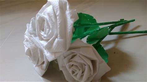 Diy How To Make Rose From Tissue Paper Paper Craft Paper Flower