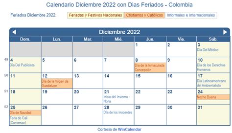 Calendario Diciembre 2022 Para Imprimir Colombia