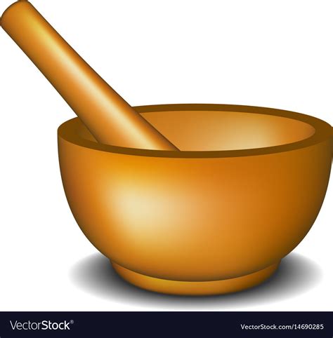 Mortar And Pestle In Wooden Design Royalty Free Vector Image