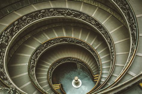 Top View Of The Monumental Spiral Staircase Of Vatican Museum Pixeor