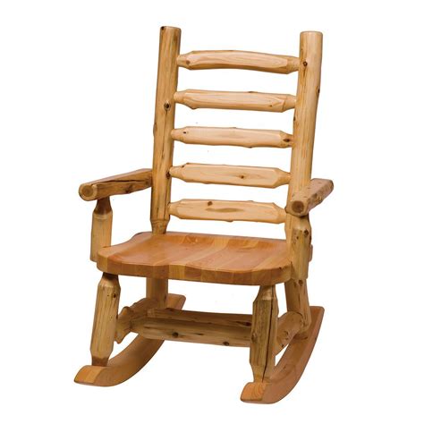 Comfortable Cedar Rocking Chair With Log Backrest Wood Seat Lodge