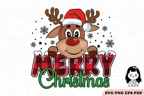 Reindeer Merry Christmas Svg Png Graphic By Cat Lady · Creative Fabrica