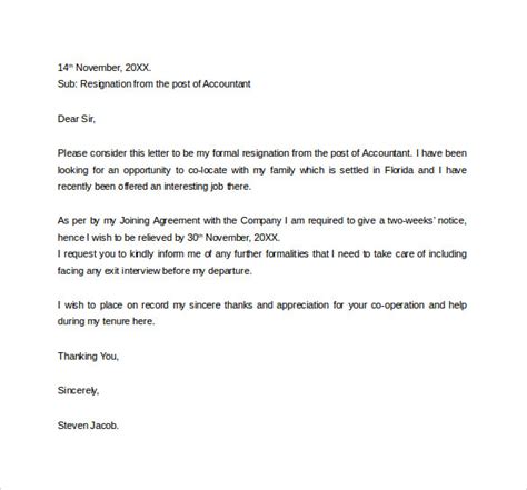 Free 47 Formal Resignation Letters Templates In Pdf Ms Word Pages