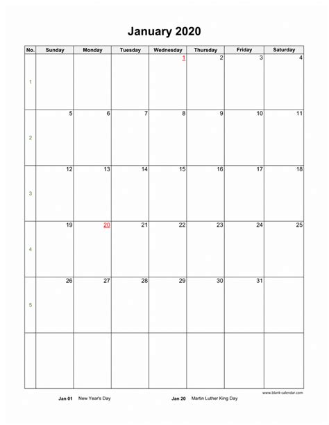 Download Blank Calendar 2020 With Us Holidays 12 Pages One Month Per