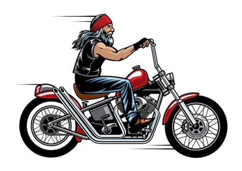 Premium Vector Old Man Biker Riding Chopper Motorcycle