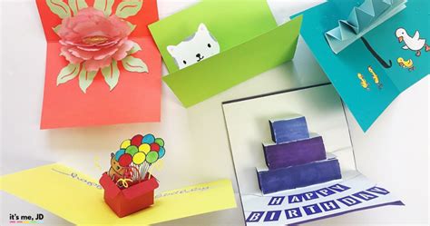 If the paper is bigger than you'd like, cut the card to size and then fold. 5 Simple and Easy Pop Up Card Tutorials - It's Me, JD