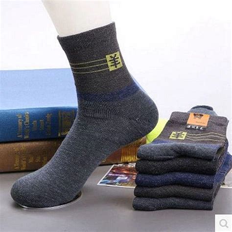 Buy 5pairs Mens Autumn Winter Thick Warm Stripe Wool Sock Casual