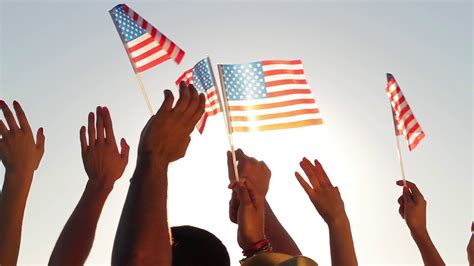 People Waved Flags Fans With American Flags Stock Footage Sbv 318196180