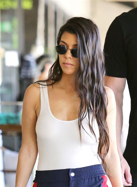 kourtney kardashian goes braless under see through white top on lunch date with kris and kendall