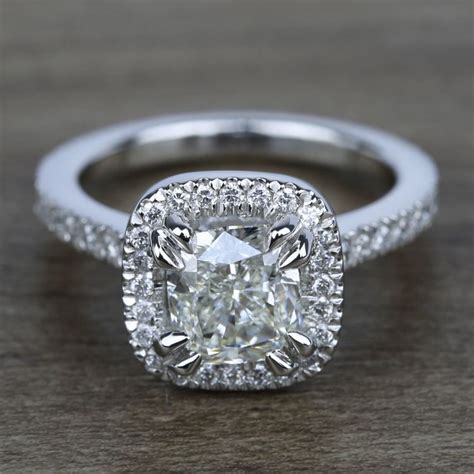 2 Carat Cushion Petite Halo Diamond Engagement Ring