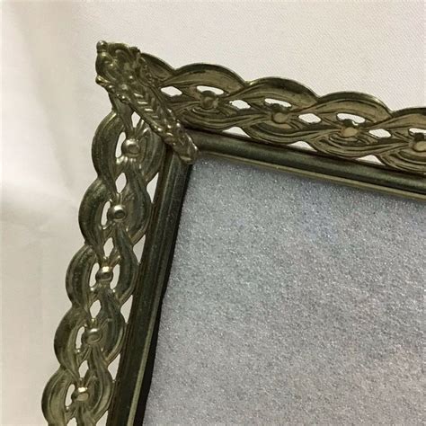 Gold Tone Metal Picture Frame 5 X 7 Black Mat Back Stand Etsy