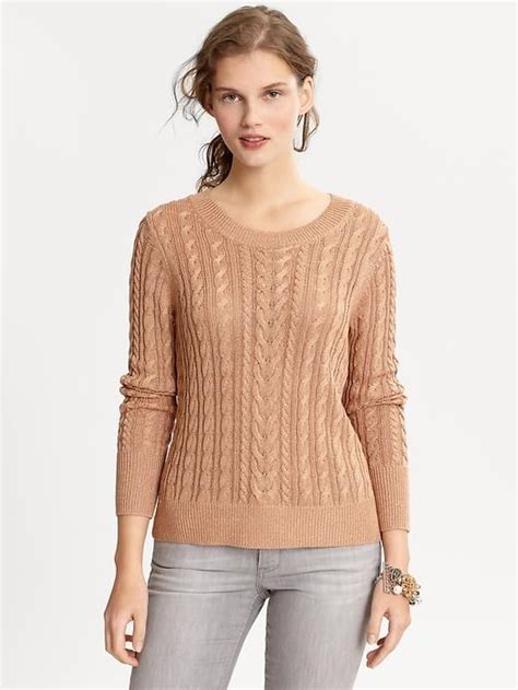 Banana Republic Sparkle Cable Knit Sweater Fashion Cable Knit
