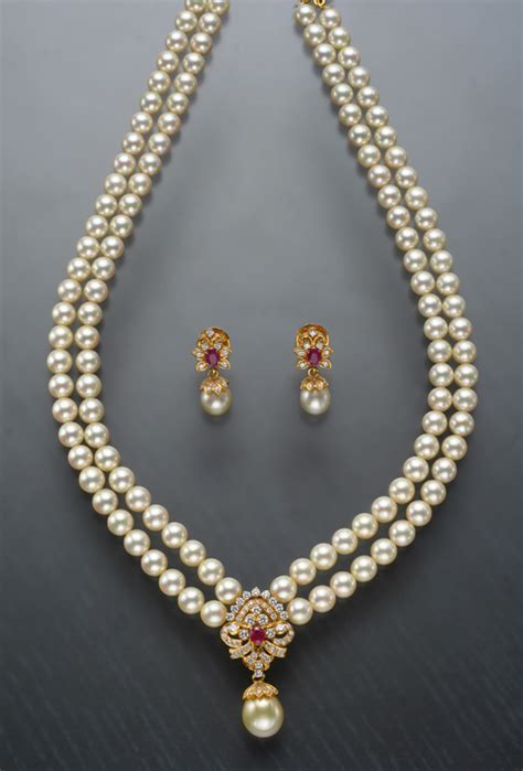 Classic Ssp With Diamond Necklace Set Mangatrai Pearls And Jewellers