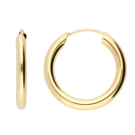 9ct Yellow Gold 15mm Chunky Sleeper Hoop Earrings Buy Online Free